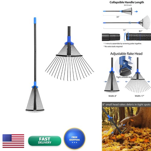 Adjustable metal leaf rake - leaf,